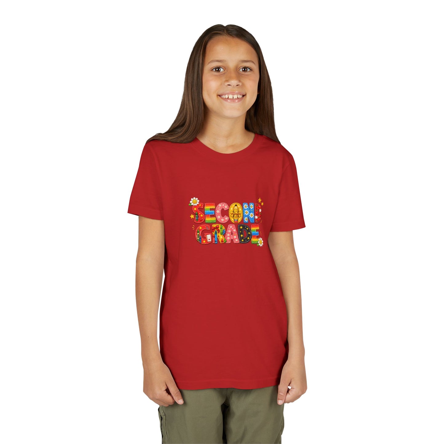 Second Grade Youth Tee | Colorful School Letters, Back-to-School Shirt