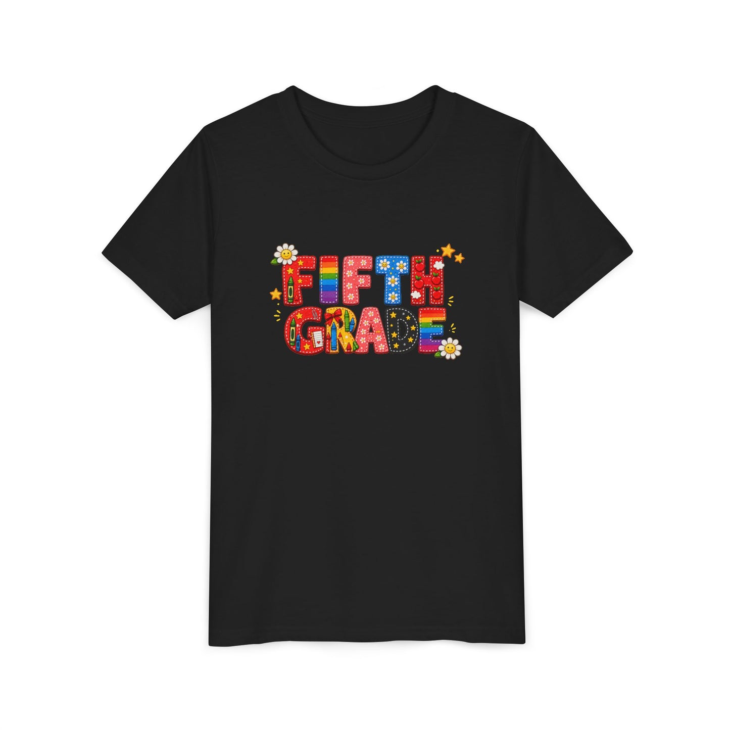 Fifth Grade Colorful Letters Tee | Kids School Shirt