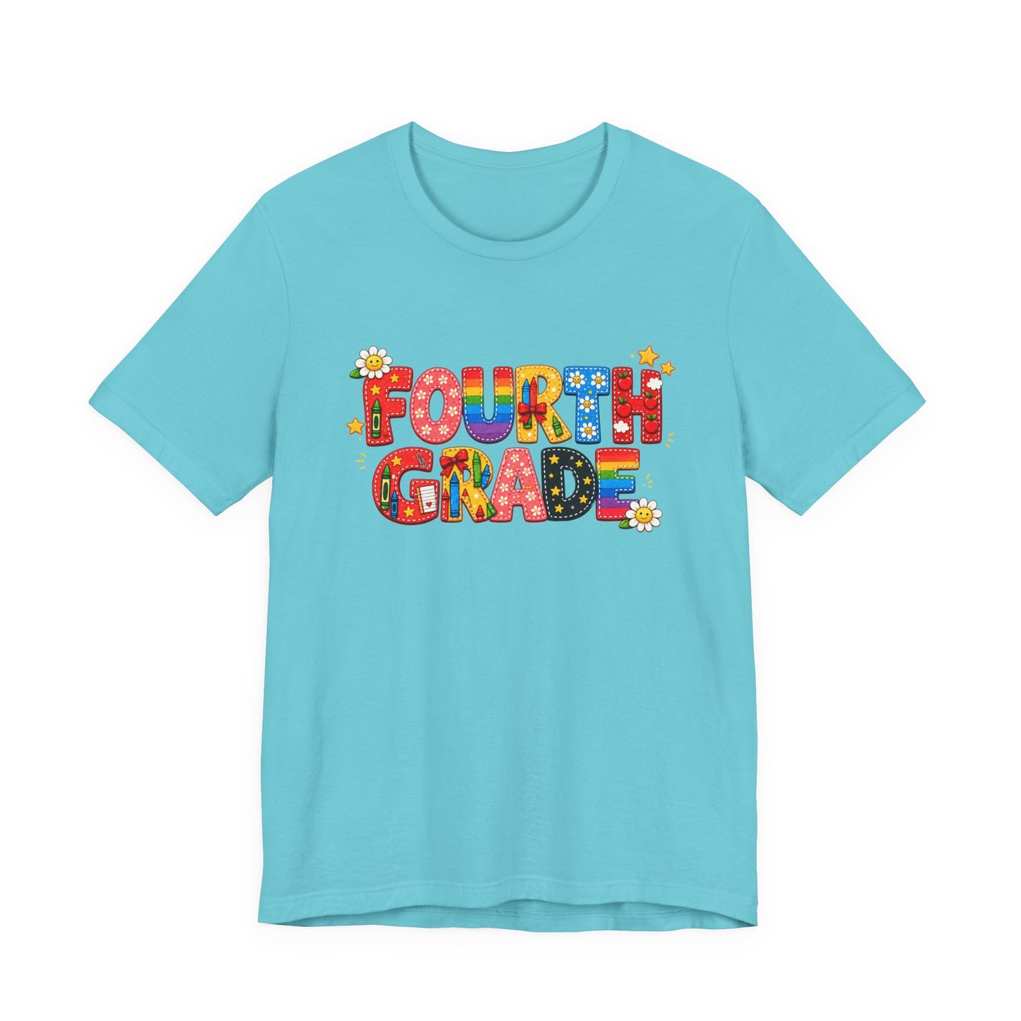 Fourth Grade colorful school letters Tee | Back to School teacher student shirt