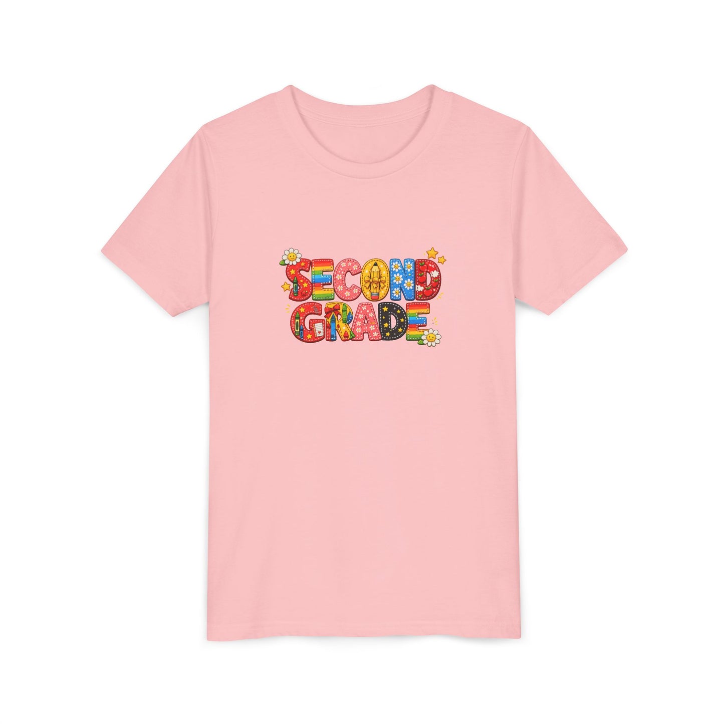 Second Grade Youth Tee | Colorful School Letters, Back-to-School Shirt