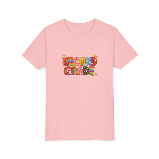 Second Grade Youth Tee | Colorful School Letters, Back-to-School Shirt