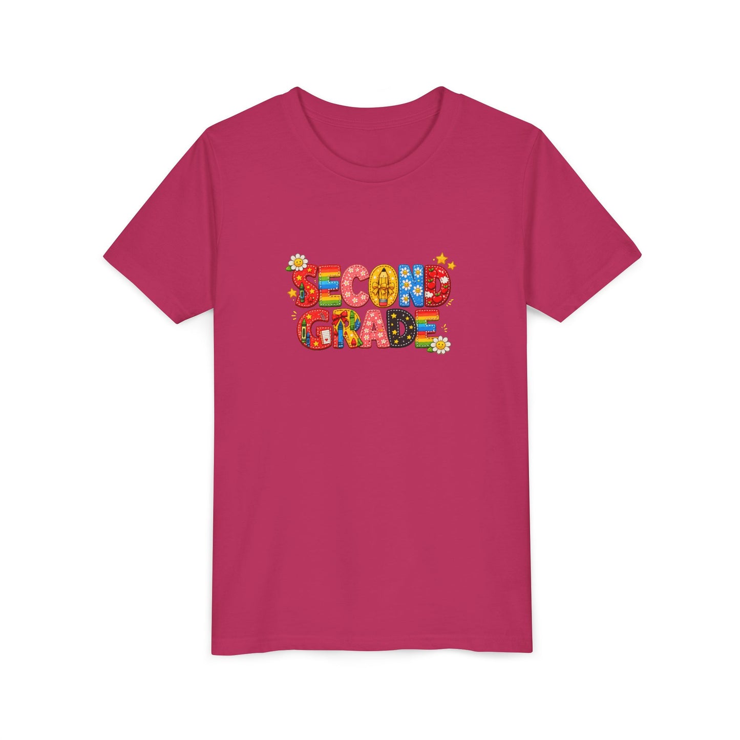 Second Grade Youth Tee | Colorful School Letters, Back-to-School Shirt